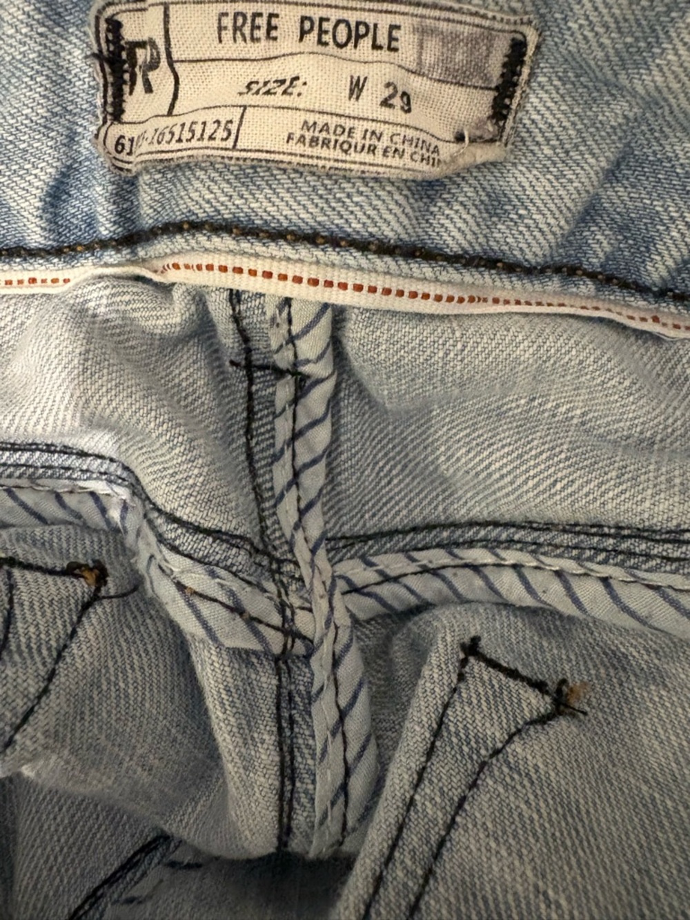 Free People Light Wash Distressed Denim Shorts - Picture 3 of 4
